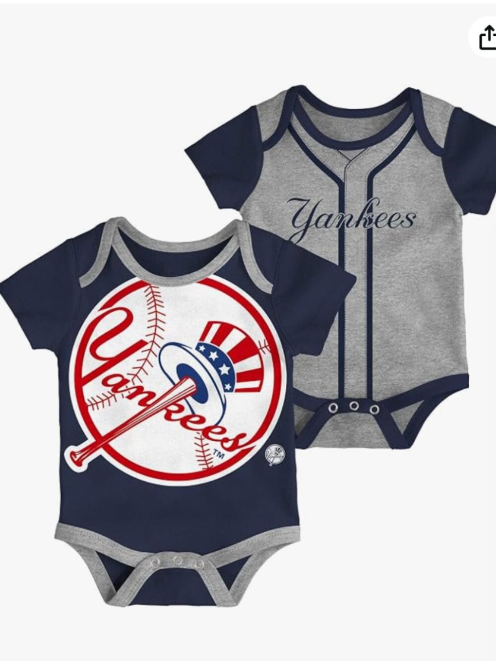 Title: New York Yankees Baby Bodysuit Set | 3–6 Months | MLB Licensed | 2-Piece